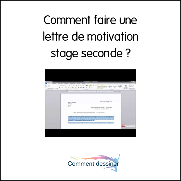 Comment faire une lettre de motivation stage seconde